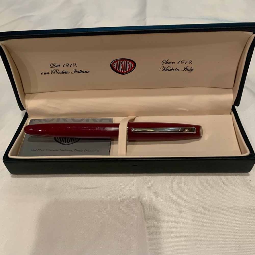 Burgundy Aurora Rollerball with Leather case